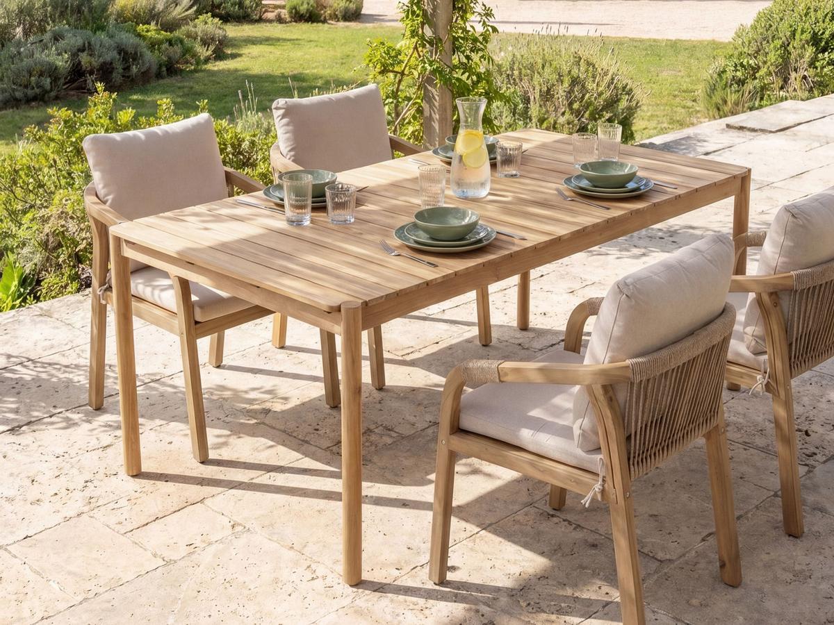 GARTENTISCH 180/100 cm Akazienholz Hellbraun Manado - Hellbraun, Holz (180/100/76cm) - Beliani