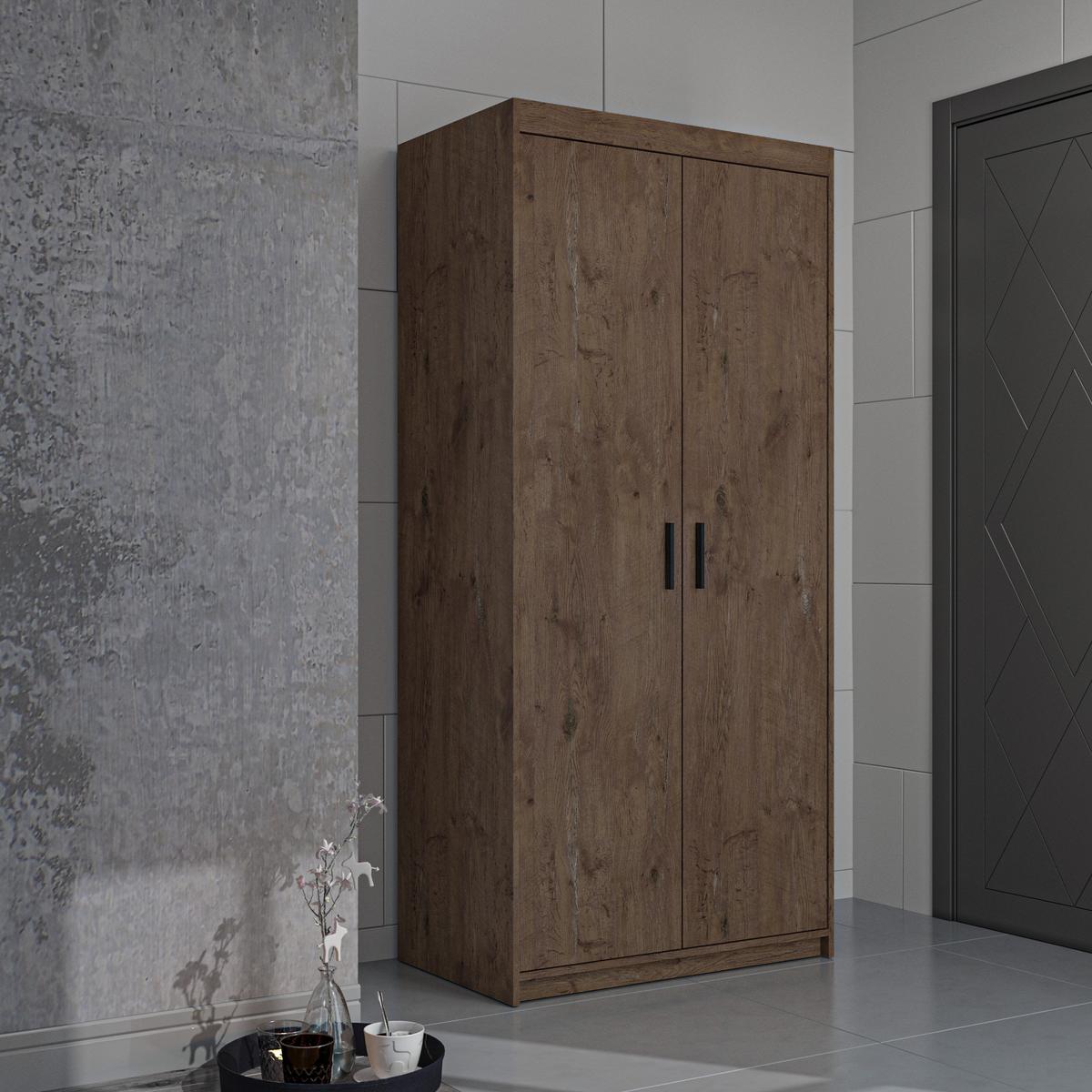 DREHTÜRENSCHRANK ELENORA 89,7/190,5/53cm 2-türig Braun - Braun, Holzwerkstoff (89.7/190.5/53cm) - MASSENO