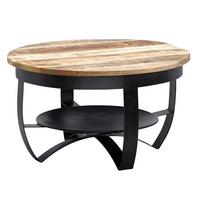 COUCHTISCH Schwarz Industrial Mango Massivholz Metall Rund 60x34x60 cm - Schwarz, Holz/Metall (60/60/34cm) - KADIMA DESIGN