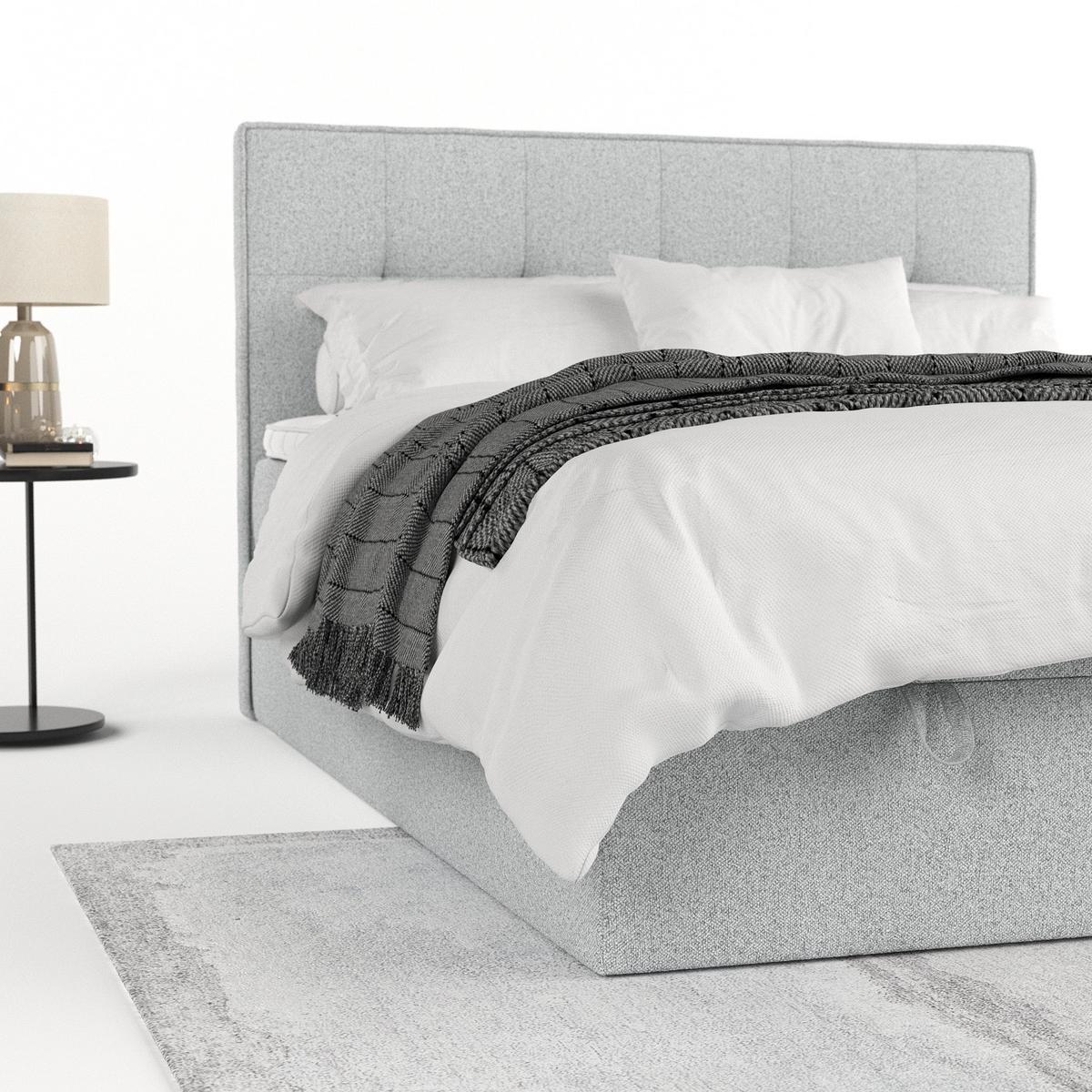BOXBETT Tivra 160/200 cm Hellgrau im Riva Stoff - Hellgrau/Schwarz, Holz/Holzwerkstoff (160/200cm) - AltaBeds
