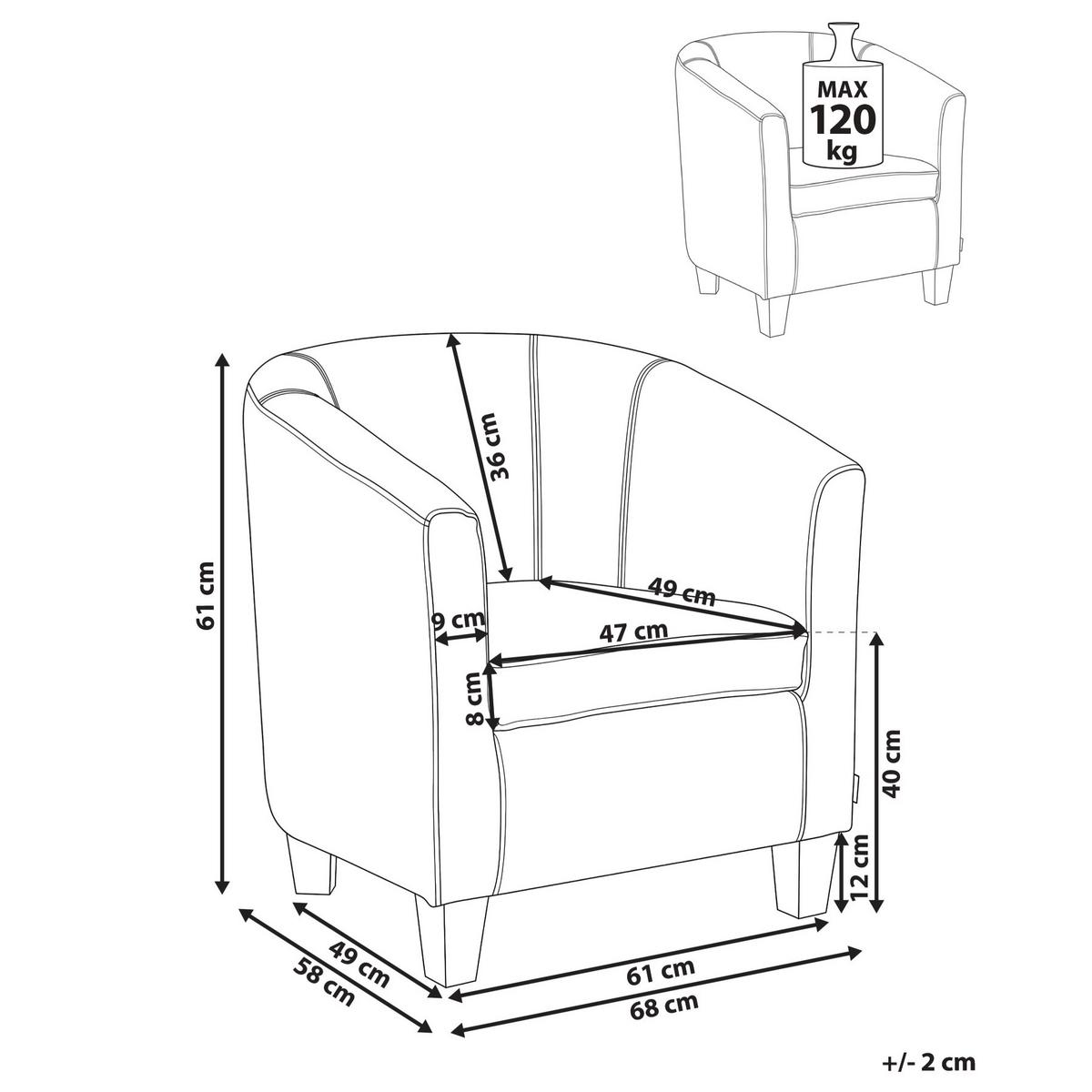 SESSEL Kunstleder Braun Borwick - Braun, Kunststoff (68/61/58cm) - Beliani