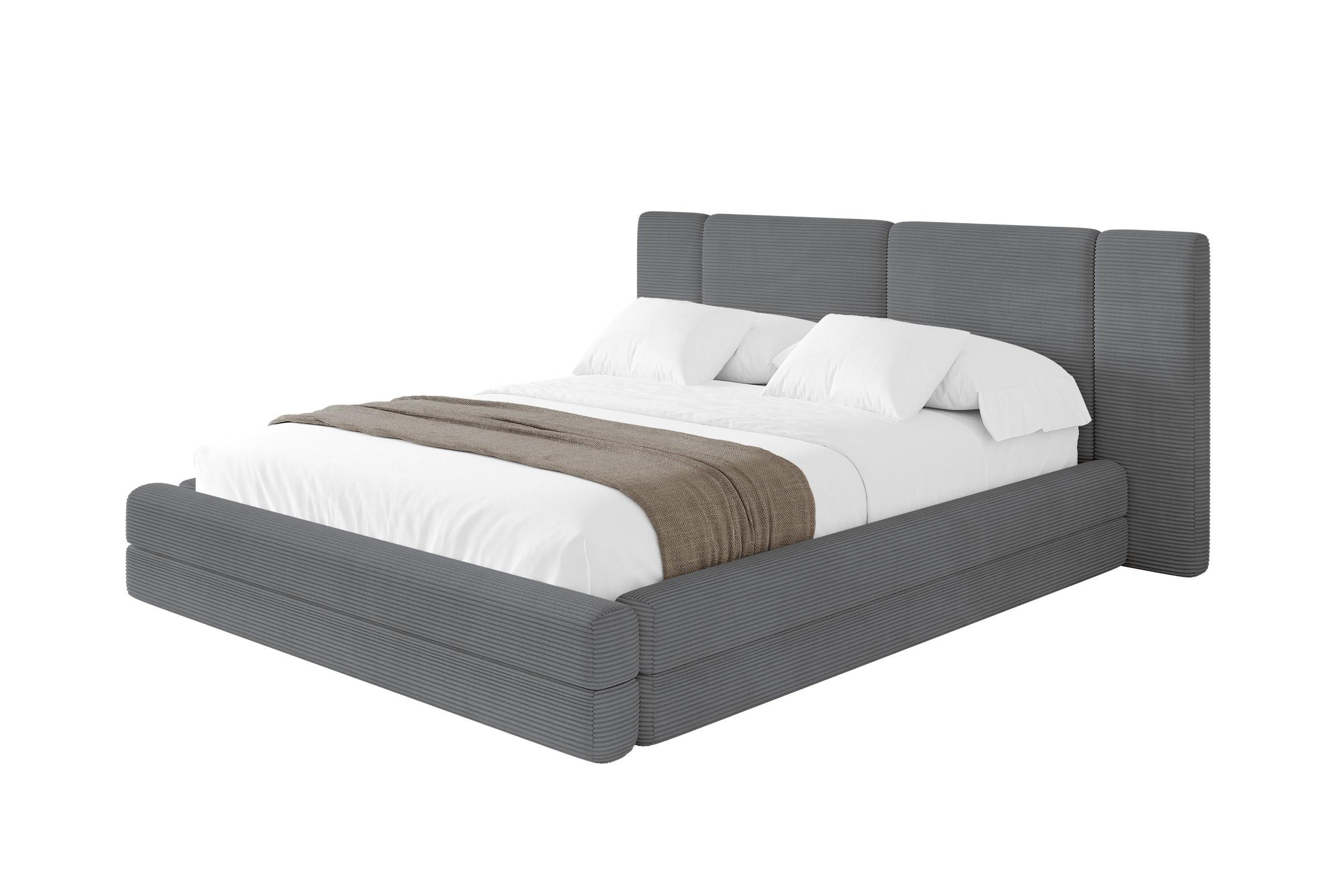 POLSTERBETT mit Bettkasten und Lattenrost, Boxbett ohne Matratze - TEVO 200x200 Dunkelgrau - Graphitfarben, Holzwerkstoff/Textil (200/200cm) - ALTDECOR