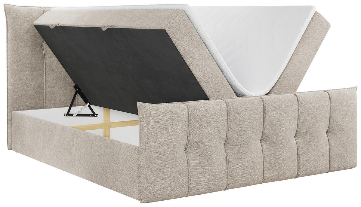 BOXBETT PREMIUM 11 140/200 Beige Struktur - H3 - Beige, Holz/Textil (140/200cm) - MKS