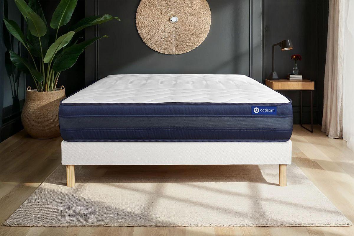 BETT Actimemo tech Memory-Schaum 80 x 200 cm h4 - Kit Bettgestell Weiß - Beige/Weiß, Karton/Holz (80/200cm) - ACTISOM