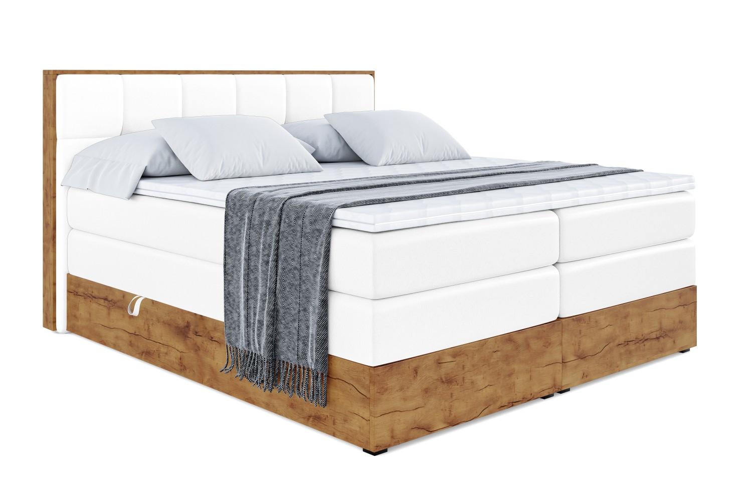 BOXSPRINGBETT mit Matratze H3|H4 und Lattenrost - LOLLI7 KING-120x200 - Weiß - Weiß, Holzwerkstoff (120/200cm) - ALTDECOR
