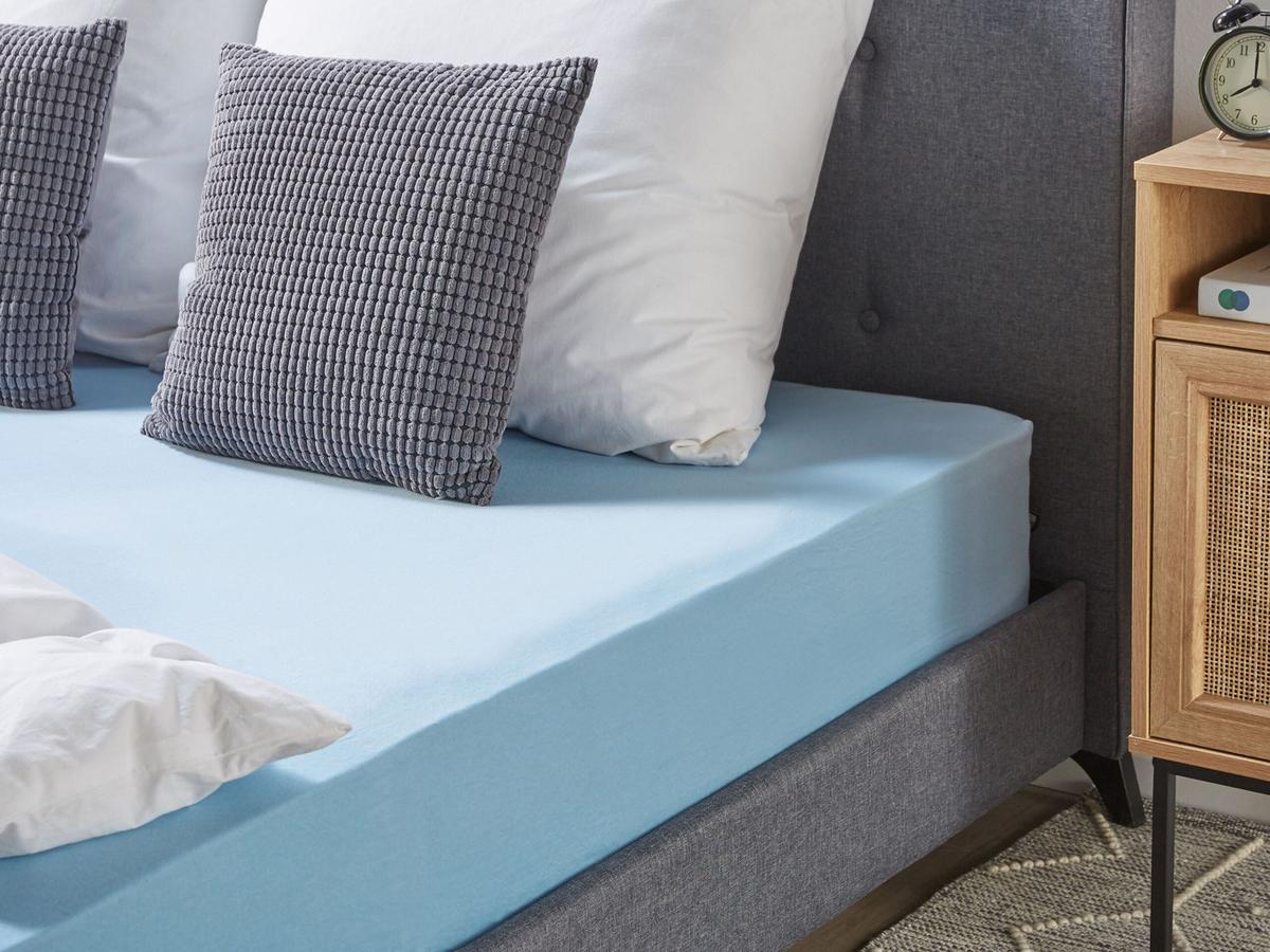 SPANNBETTLAKEN Blau 200 x 200 cm Hofuf - Hellblau, Textil (200/200cm) - Beliani