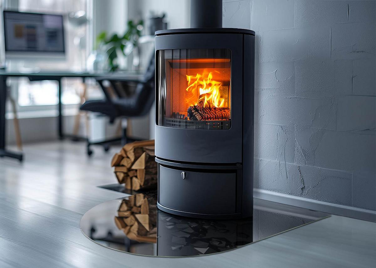 GLASPLATTE für Kamin 80x70 cm - Schwarz, Glas (80/70/0.4cm) - TULUP