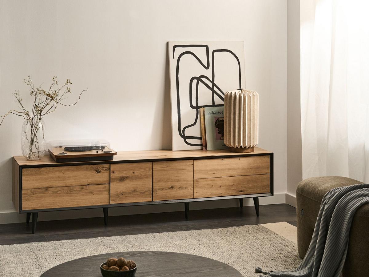 TV-MÖBEL Hellbraun Silverton - Hellbraun/Schwarz, Holzwerkstoff (180/46/37cm) - Beliani