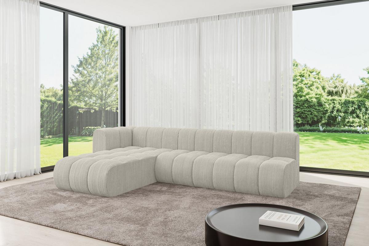 ECKSOFA modulares Sofa Darnel-L2 - 296x177x70 cm Creme - Hellgrau/Creme, Holzwerkstoff/Textil (296/177cm) - ALTDECOR