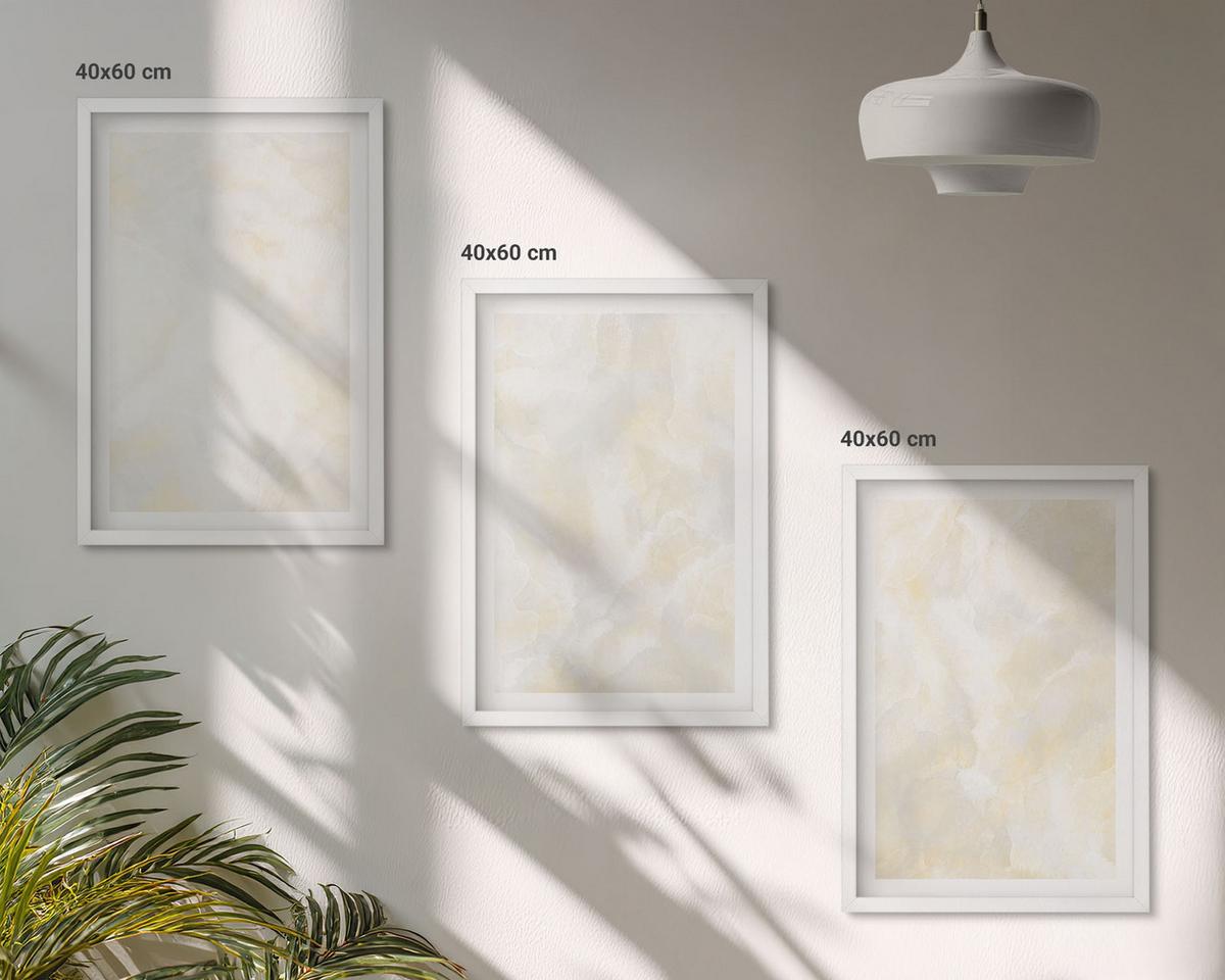 BILDER SET 3er Set - 40x60 cm Weißer Rahmen - Helles Strukturfarbendesign - Weiß, Kunststoff (40/60cm) - TULUP