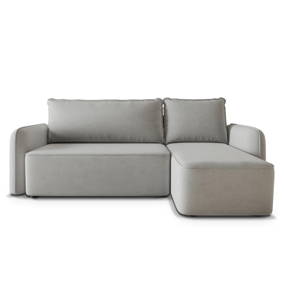 ECKSOFA DOLVER CL Hellgrau Samtstoff mit Schlaffunktion - Hellgrau, Holzwerkstoff/Textil (238/156cm) - MASSENO