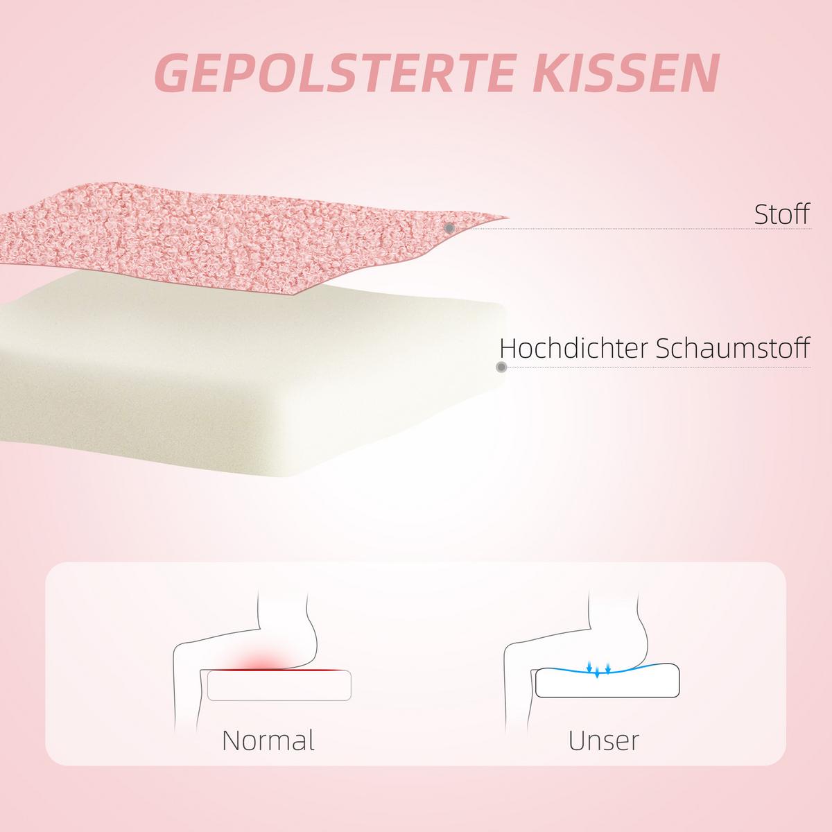 SCHREIBTISCHSTUHL Bürostuhl Drehbar Homeoffice Stuhl mit Herzförmige Rückenlehne - Rosa, Kunststoff (45/88/56cm) - HOMCOM