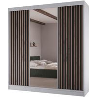 SCHWEBETÜRENSCHRANK Lico II 200/61/215 weiß+schwarz - Schwarz/Weiß, Holzwerkstoff (200/215/61cm) - Beautysofa