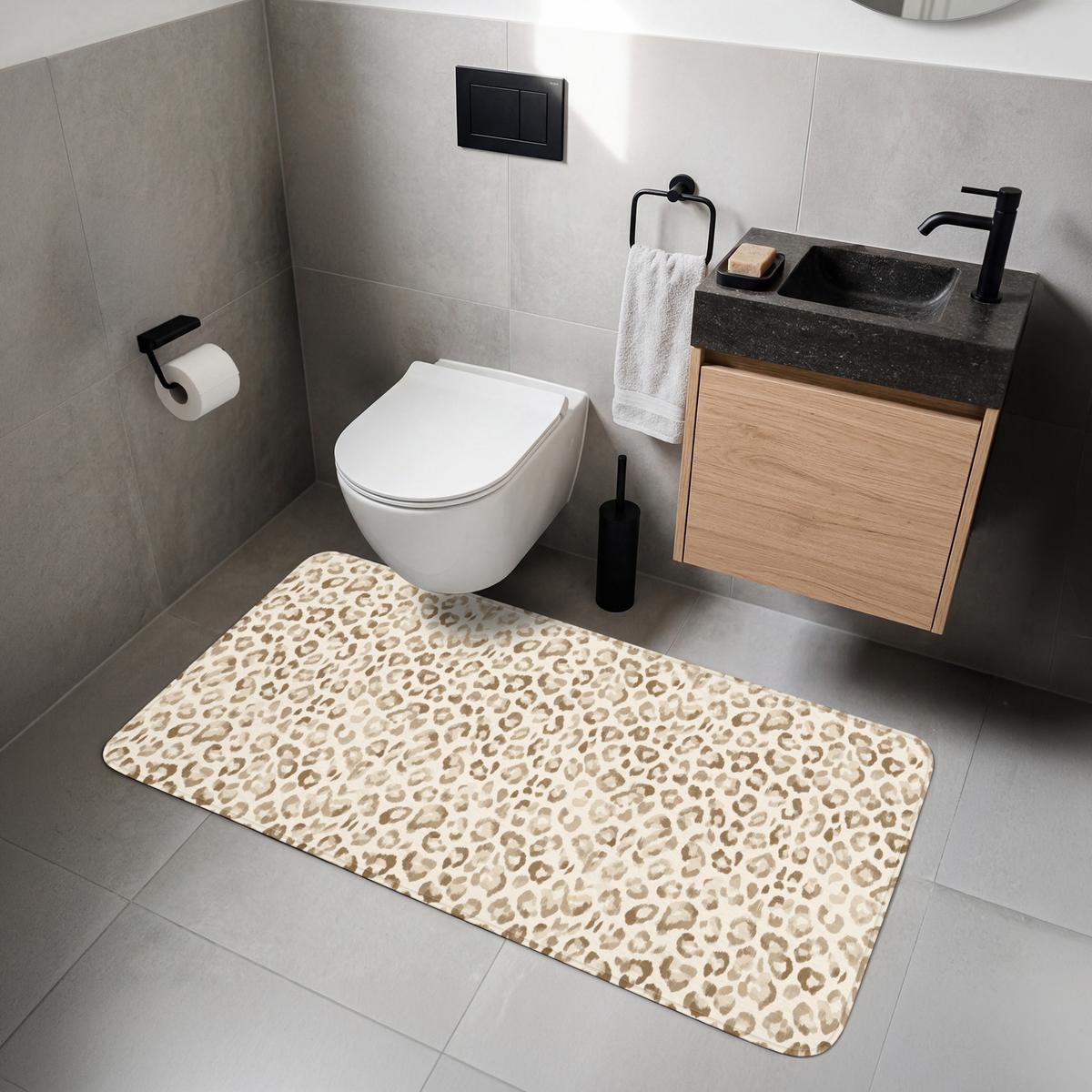 WC-VORLEGER Leopard - Klassisch - Beige WC Teppich 120x60 cm - Hellbraun, Textil (120/1cm) - OnlyWow