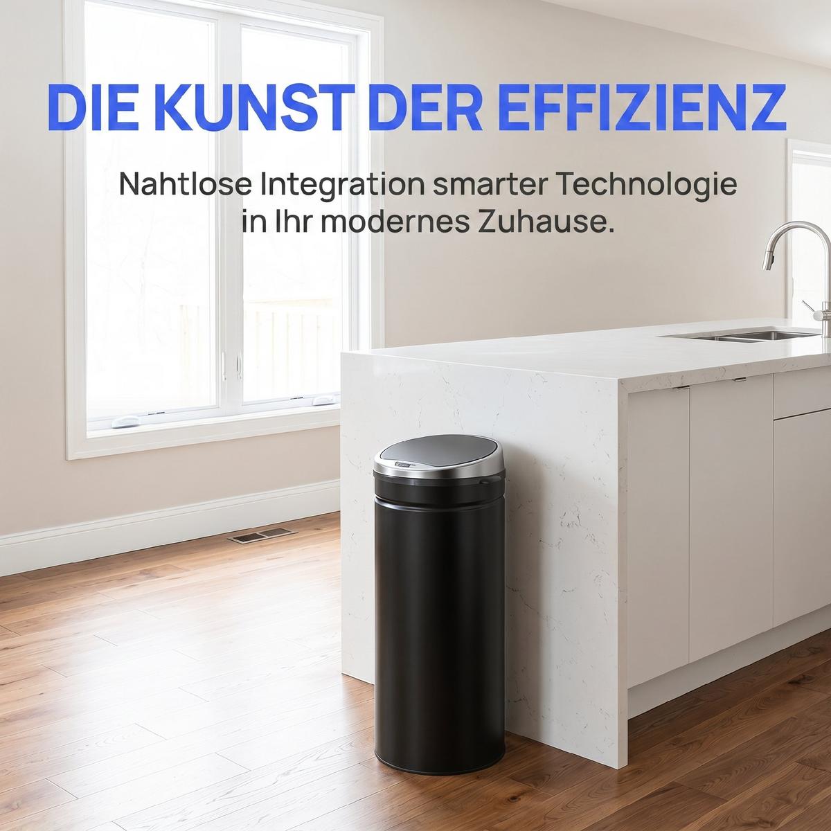 SENSOR-MÜLLEIMER Edelstahl ABS Schwarz - Schwarz, Metall (30.5/81.5/30.5cm) - HOMCOM