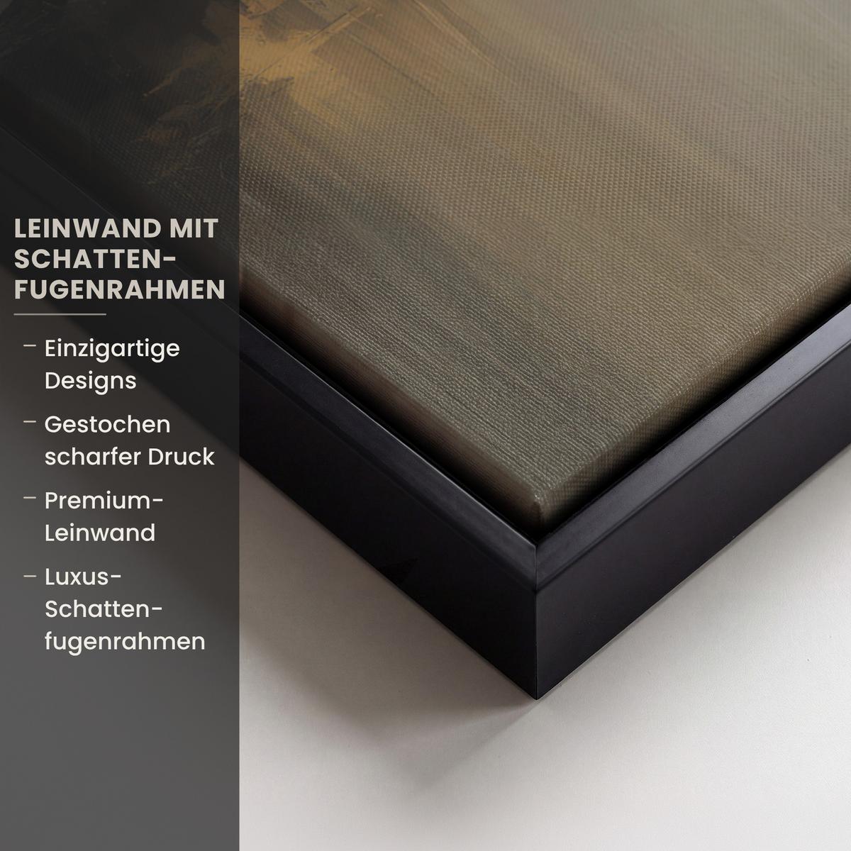 LEINWAND Bilder mit Rahmen - Hügel - Abstrakt - Kreuz - Christentum - 70x100 - Beige, Textil (70/100cm) - MuchoWow