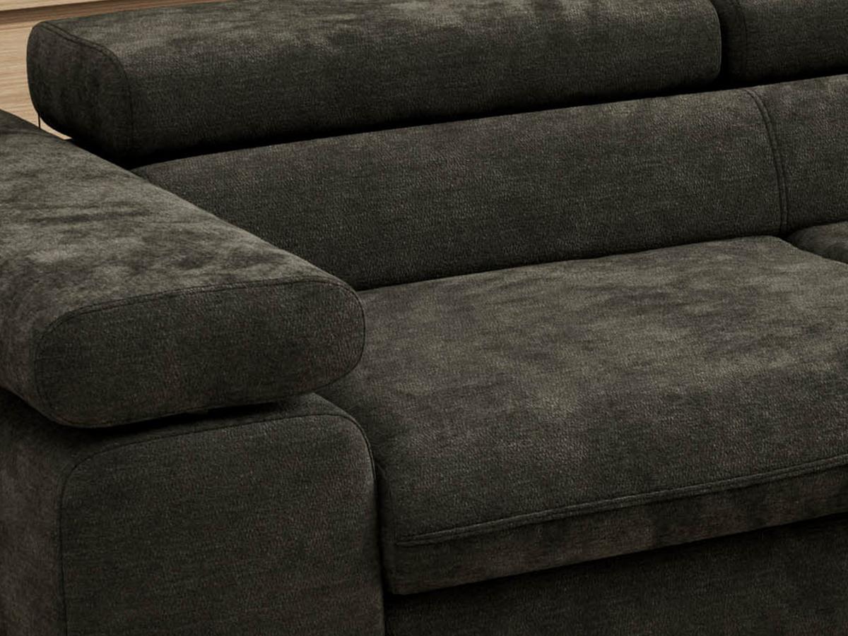 ECKSOFA PABLO L Dunkelgrau Schenille glatt - Rechts Seite - Dunkelgrau/Schwarz, Textil/Metall (273/208cm) - MKS