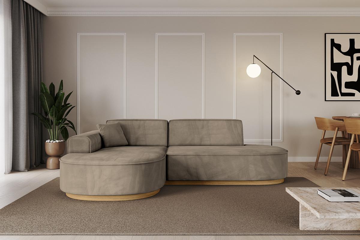 ECKSOFA Ottomane Links MARI-L1-v2 - 243x171x83 cm Dunkelbraun Velours - Dunkelbraun, Holzwerkstoff/Textil (243/171cm) - ALTDECOR