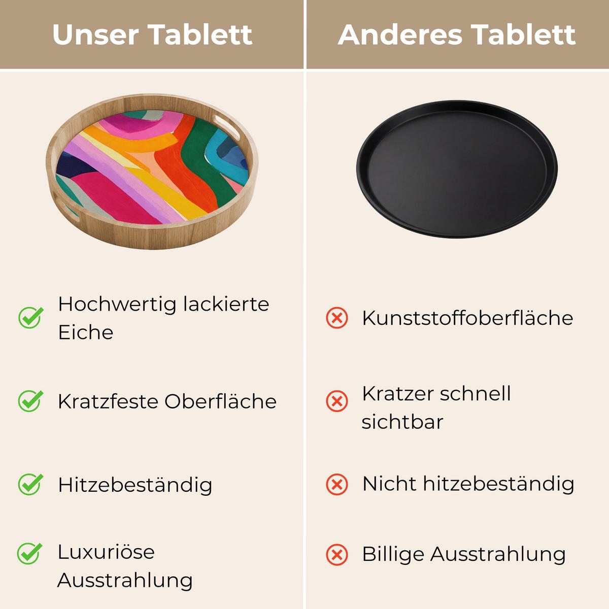 TABLETT Abstrakt - Bunt - Wellen - Linien 40x40 cm - Multicolor, Holz (40/5/5cm) - OnlyWow