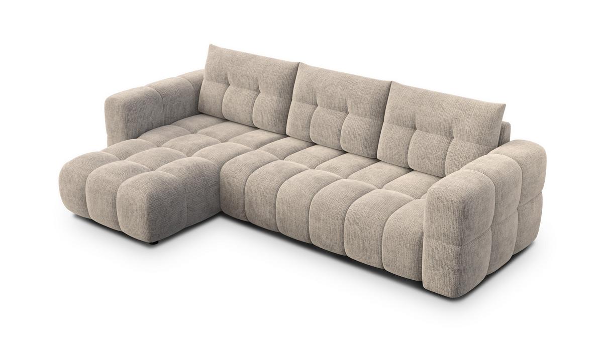 ECKSOFA CLOUDI 4-Sitzer links, beige - Beige/Schwarz, Holz/Textil (294/160cm) - Wozimo