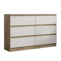 KOMMODE ALLEGRA 120/77/33 cm mit 6 Schubladen Sonoma Eiche - Weiß/Sonoma Eiche, Holzwerkstoff (120/77/33cm) - MASSENO