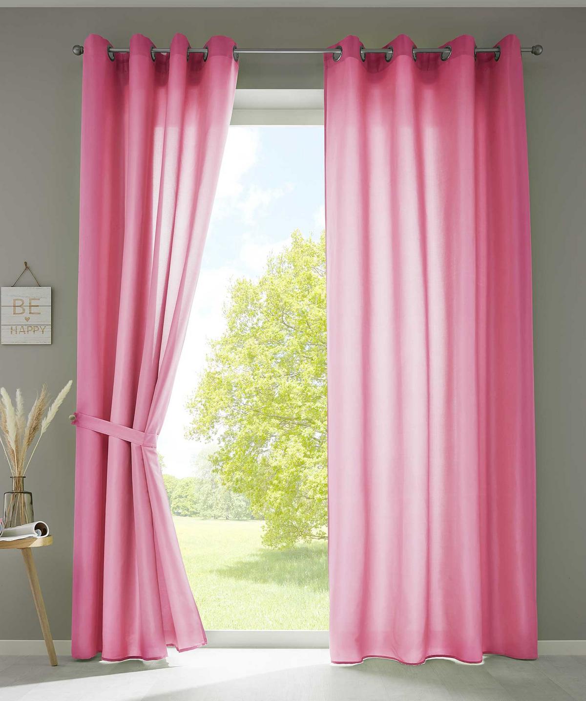VORHANG 2ER SET BERLIN HxB 225x140cm Türkis - Pink, Textil (140/225/225cm) - Gardinenbox