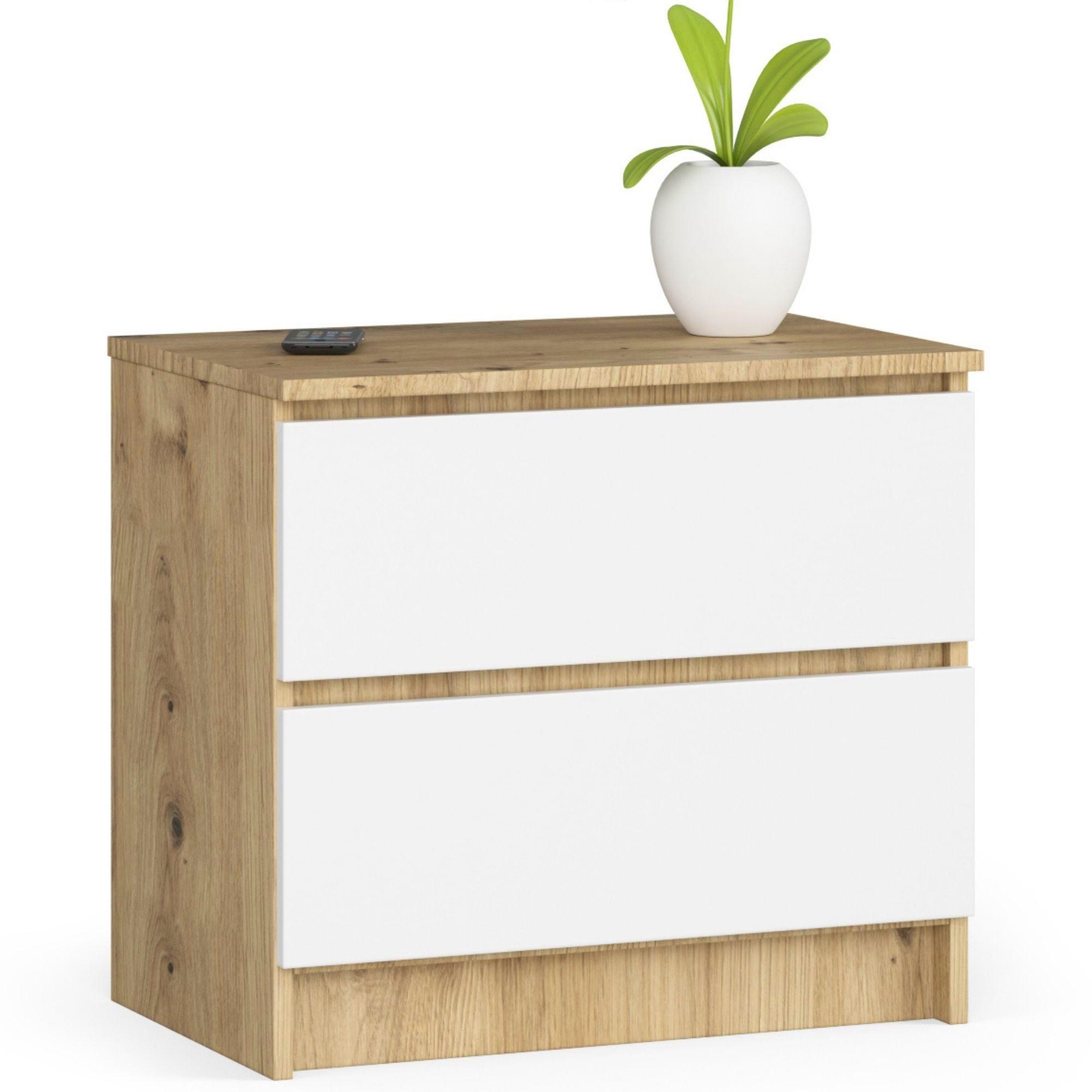 KOMMODE Eiche Artisan, Weiß 55/60/40 - Eiche Artisan/Weiß, Holzwerkstoff (60/55/40cm) - RAUMHIRSCH FURNITURE