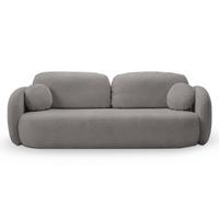BETTSOFA AMICO Grau Bucle-Stoff mit Schlaffunktion - Grau, Holz (238/86.5/101cm) - MASSENO