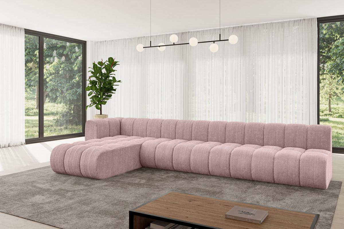 ECKSOFA modulares Sofa Darnel-L3 - 387x177x70 cm Rosa - Rosa, Holzwerkstoff/Textil (387/177cm) - ALTDECOR