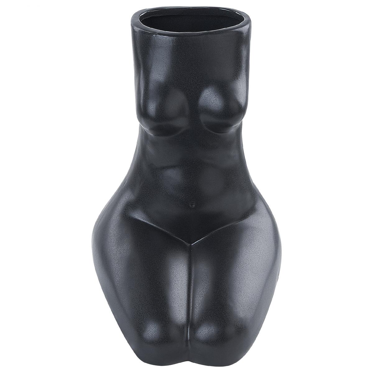 BLUMENVASE Porzellan schwarz Pyrgos - Schwarz, Keramik (22cm) - Beliani