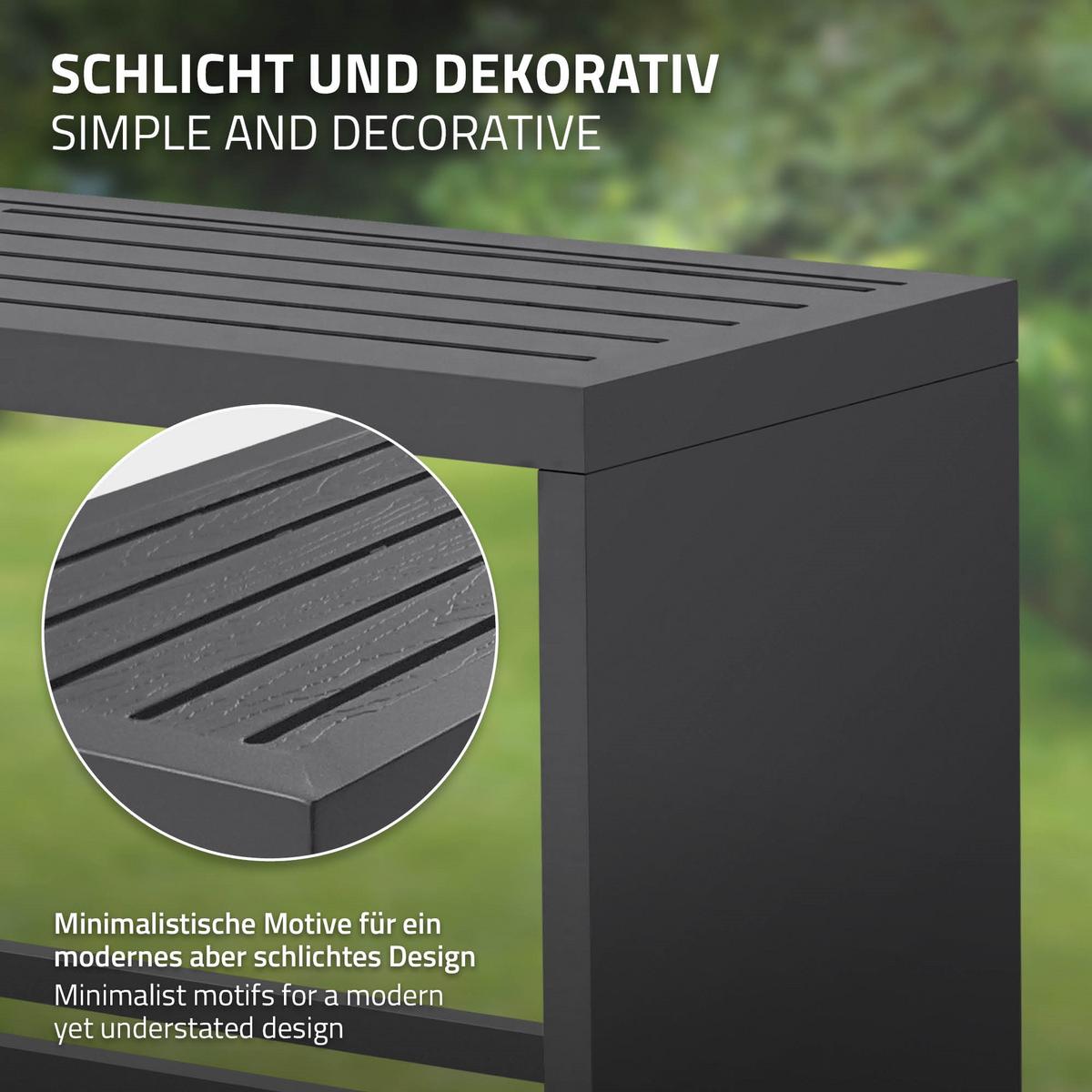 KAMINHOLZREGAL Innen/Aussen mit Sitzbank Metall Brennholzregal Anthrazit 120x38x43 cm Stahl Verzinkt Schlicht - Anthrazit, Metall (120/43/38cm) - ML-DESIGN