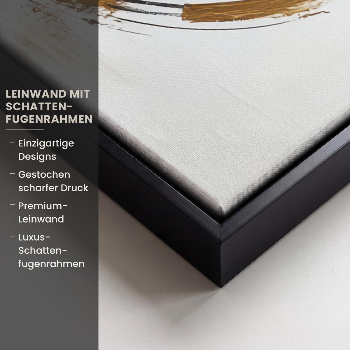 LEINWAND Bilder mit Rahmen - Abstrakt - Gold - Silber - Formen - Ästhetik - 40x60 - Multicolor, Textil (40/60cm) - MuchoWow