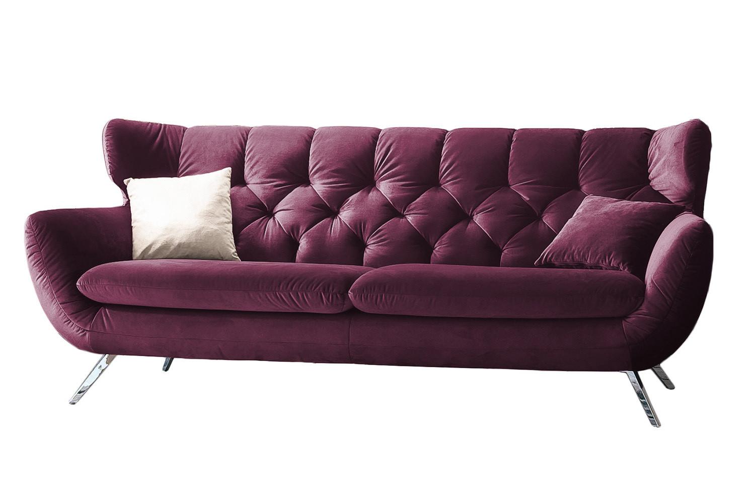 SOFA CHARME Violett Velvet - Violett/Silberfarben, Textil/Metall (175/94/95cm) - KAWOLA