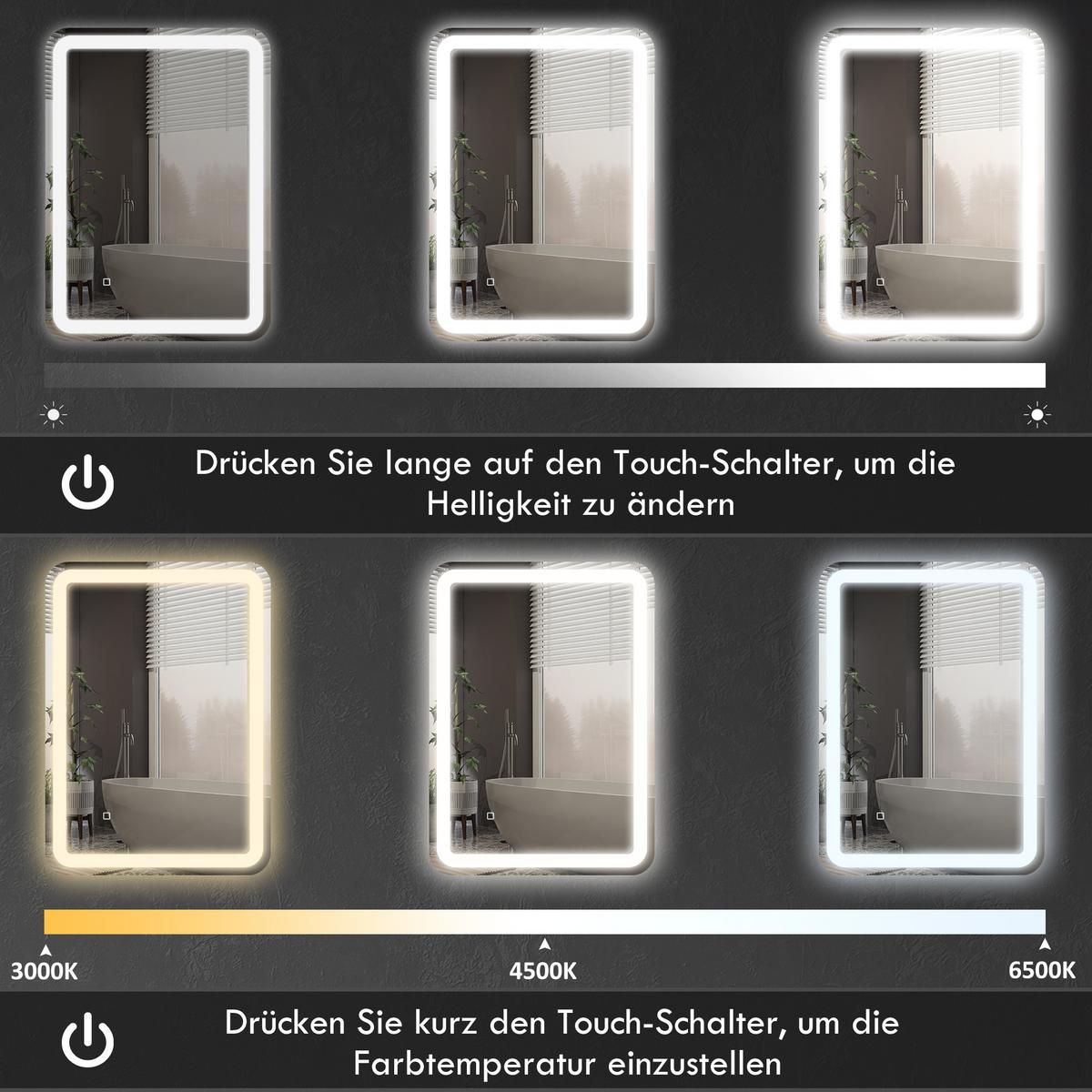 BADSPIEGEL Hartglas Silber - Silberfarben, Glas (60/4/80cm) - HOMCOM