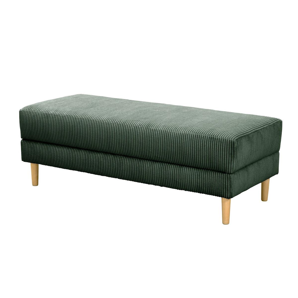 FUNKTIONSSOFA mit Hocker Kattie Cordstoff dunkelgrün - Dunkelgrün, Kunststoff (144/230cm) - 58aufmkessel
