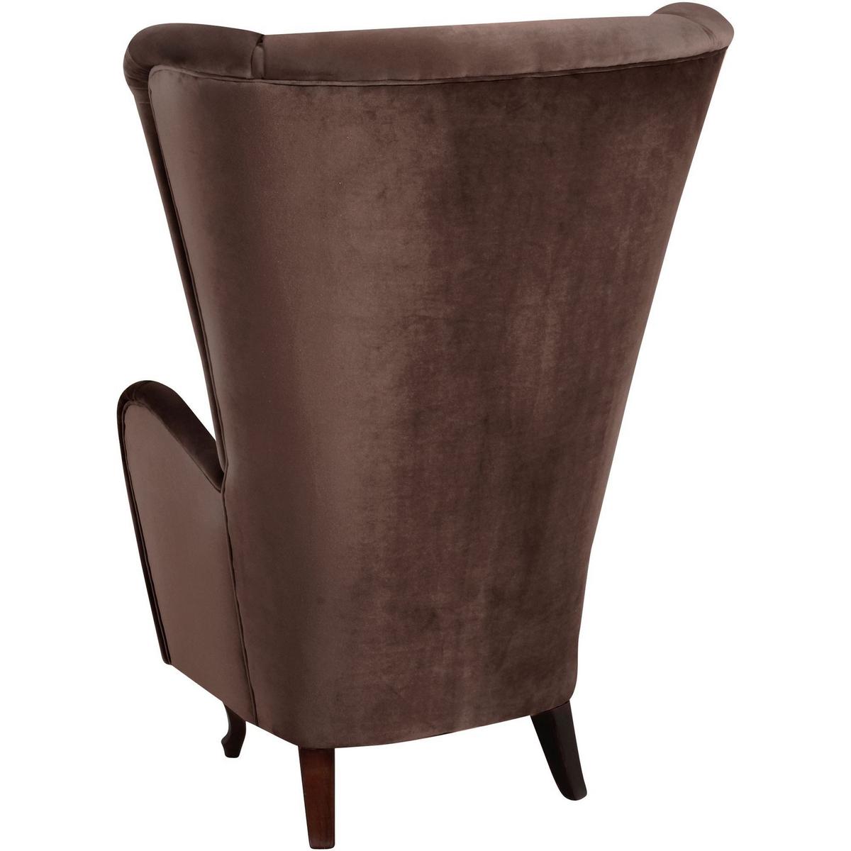 HOCHLEHNSESSEL Kailey Bezug Samtvelours Buche nussbaum dunkel / braun - Braun, Kunststoff (96/122/89cm) - 58aufmkessel