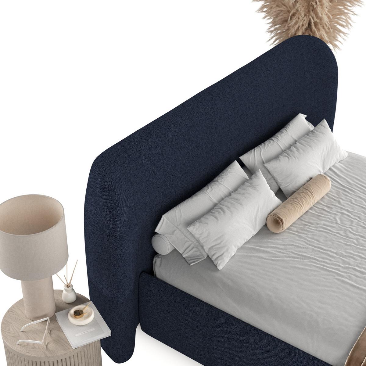 POLSTERBETT Bellano mit Stauraum 140/200 cm Marineblau im Riva Stoff - Schwarz/Naturfarben, Holz/Holzwerkstoff (140/200cm) - AltaBeds