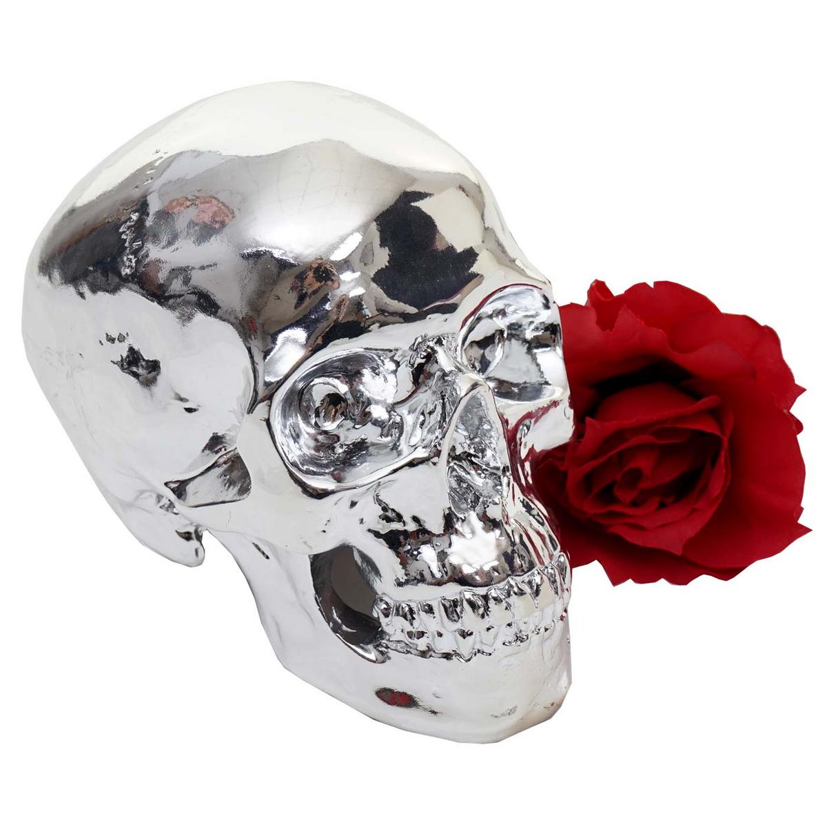 DEKO TOTENKOPF Silber - Silberfarben, Stein (12/15/18cm) - MCW