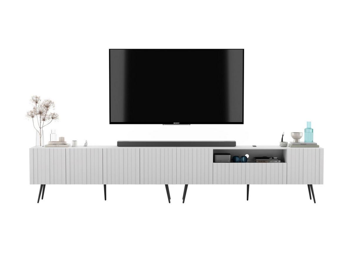 TV-LOWBOARD 2er-Set Elpis2 Weiß matt mit goldenen Metallbeinen150 cm - Goldfarben/Weiß, Holzwerkstoff (300/60.5/36.5cm) - Meble Lindner