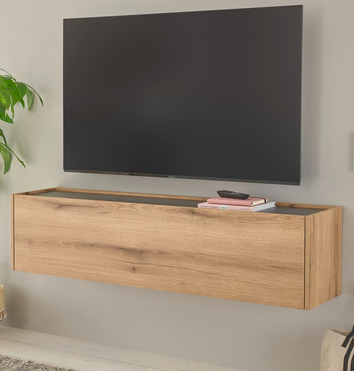 TV-LOWBOARD Evoke Eiche, grau 150 cm Hängeschrank, TV-Unterteil hängend - Eichefarben/Grau, Holzwerkstoff/Metall (150/35/30cm) - Furn.Design