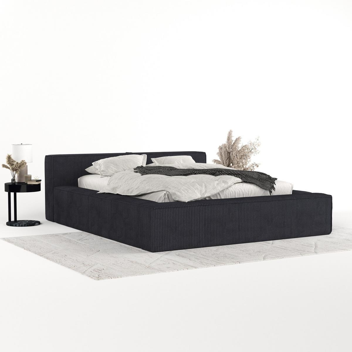 POLSTERBETT Casto mit Stauraum 180/200 cm Anthrazit im Poso Stoff - Anthrazit/Schwarz, Holz/Holzwerkstoff (180/200cm) - AltaBeds