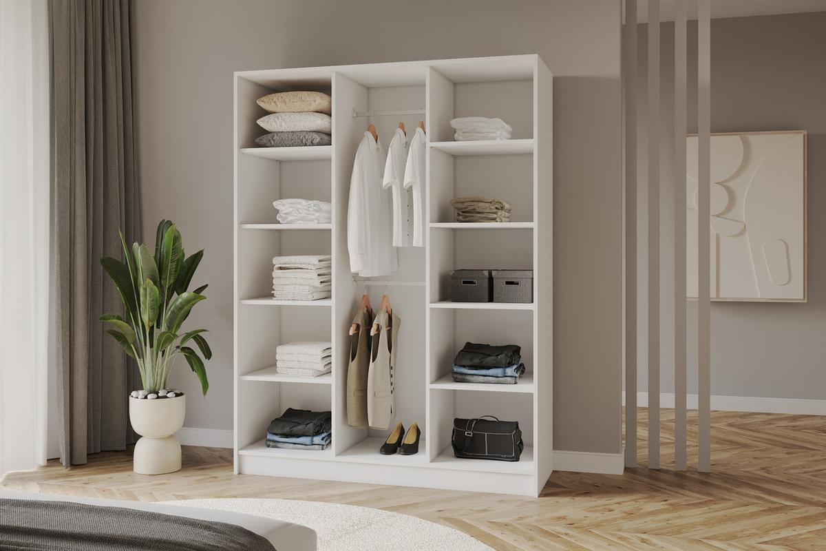 KLEIDERSCHRANK - LESE - 150 - Weiß - Goldfarben/Weiß, Holzwerkstoff (150/200/51cm) - ALTDECOR