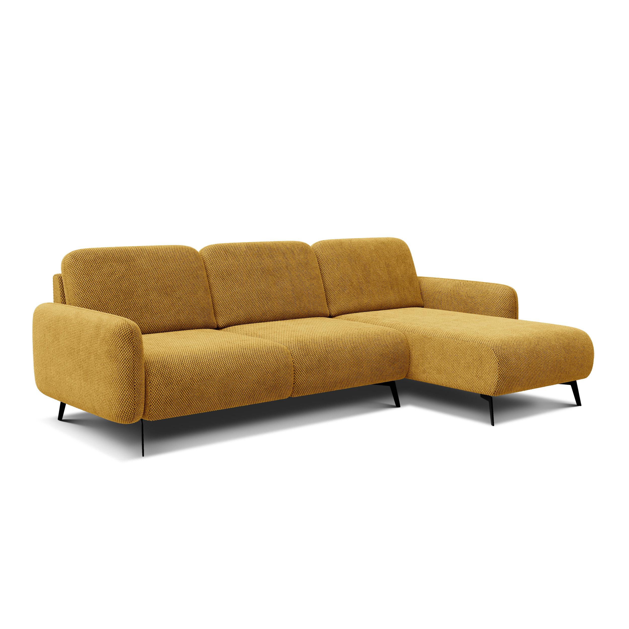 ECKSOFA FEBE 4-Sitzer rechts, dunkelgelb - Gelb/Schwarz, Holz/Textil (264/157cm) - Wozimo