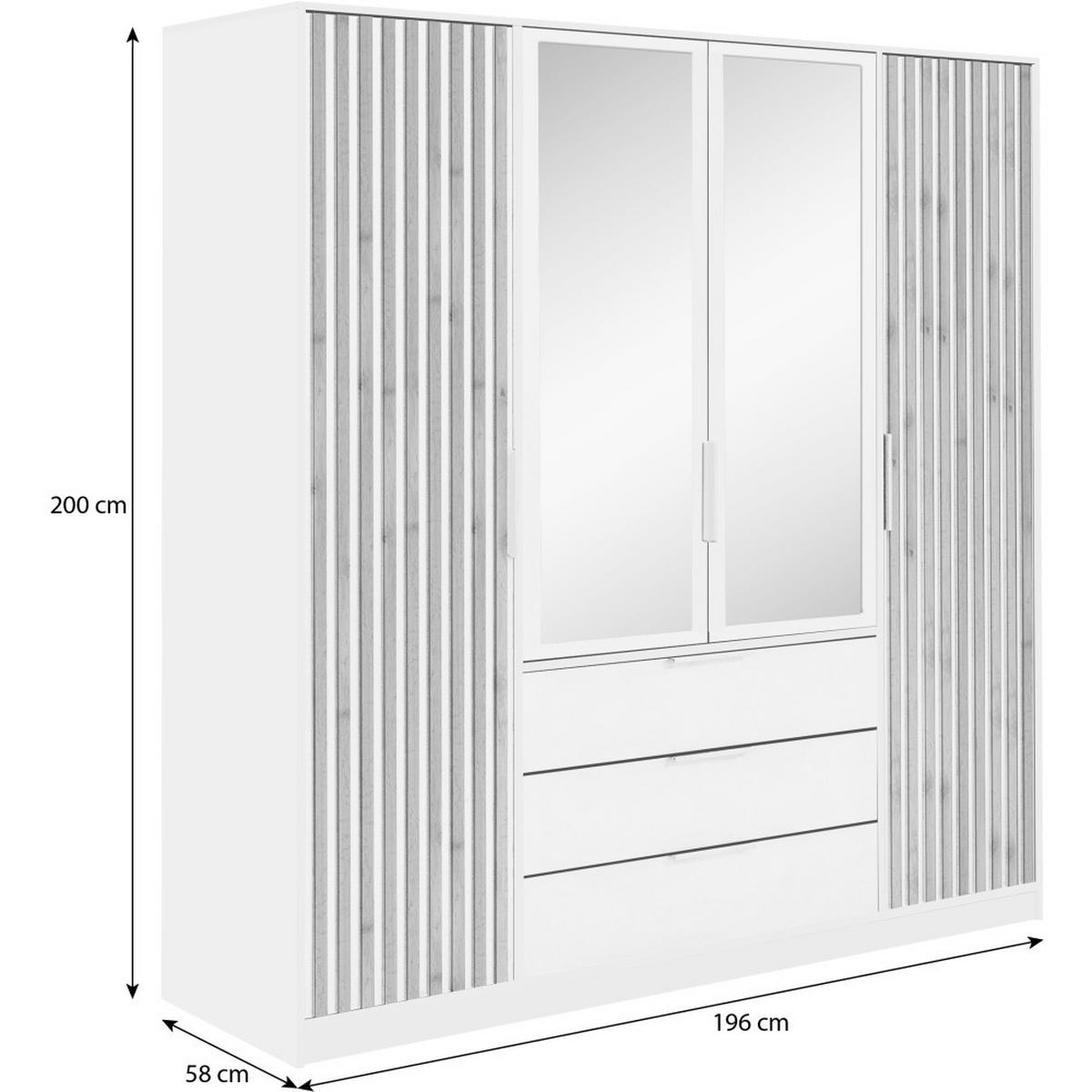 DREHTÜRENSCHRANK Bueno Lux mit 4 Türen und 3 Schubladen, eiche Wotan - Eiche Wotan, Holzwerkstoff (196/200/58cm) - Beautysofa