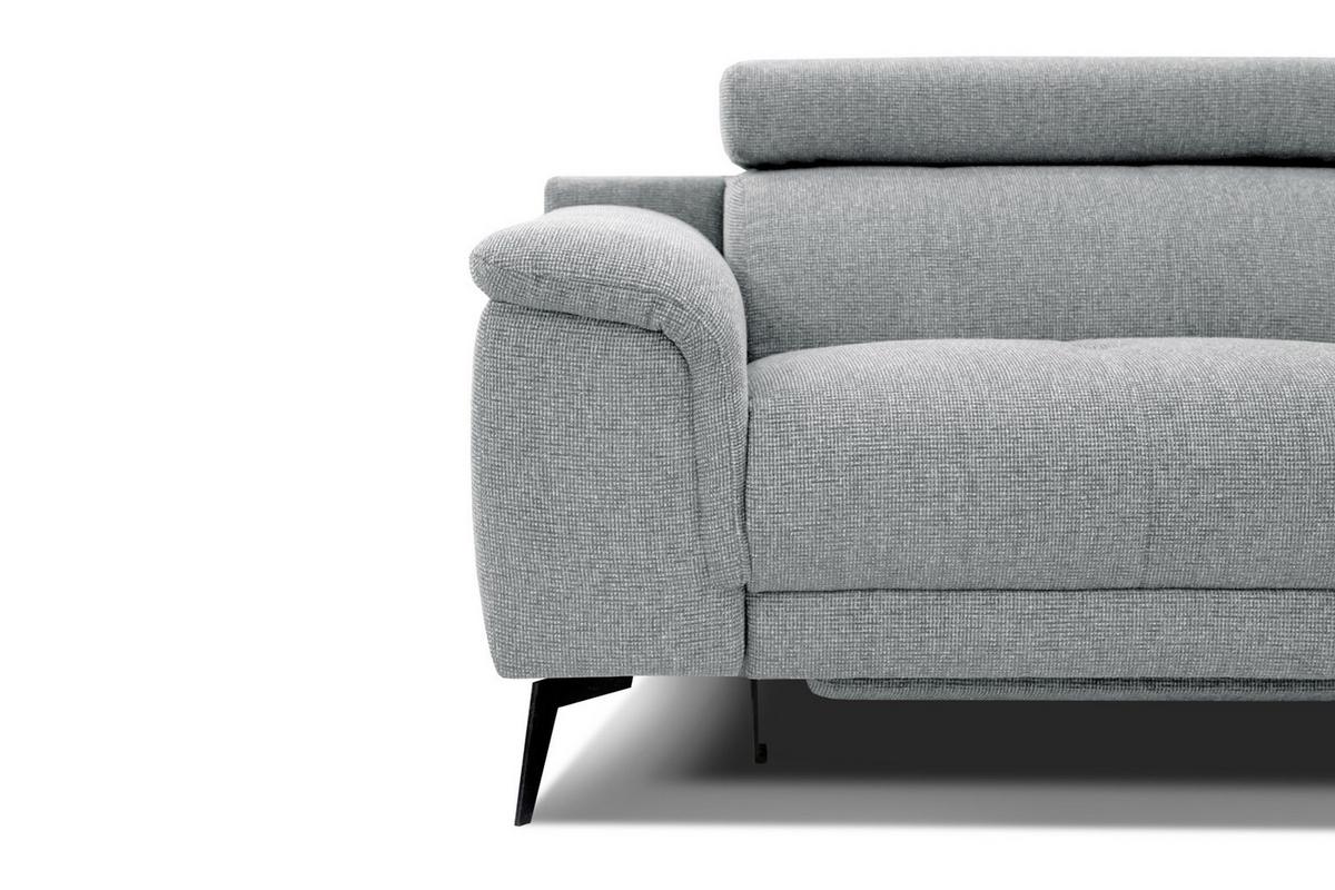 RELAXSOFA FIERO 3-Sitzer mit 1 Relaxfunktion, silberfarben - Silberfarben/Schwarz, Holzwerkstoff/Textil (212/82/103cm) - Wozimo