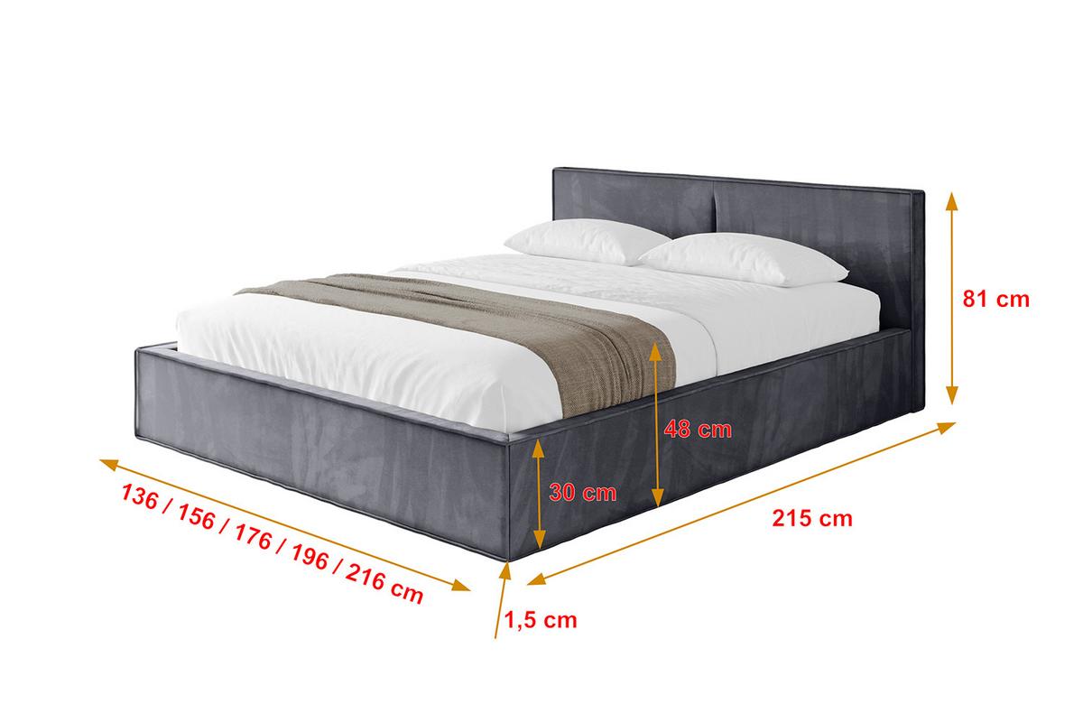 POLSTERBETT mit Bettkasten und Lattenrost, Bett mit Matratze H3/H4 - EMMI-V1 180x200 Dunkelgrau - Dunkelgrau, Holzwerkstoff/Textil (180/200cm) - ALTDECOR
