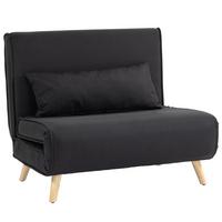 SCHLAFSESSEL, 2-in-1 Schlafsofa mit Bettfunktion, Zierkissen bis 120 kg Schwarz - Schwarz/Naturfarben, Holz/Textil (78/80/94cm) - HOMCOM