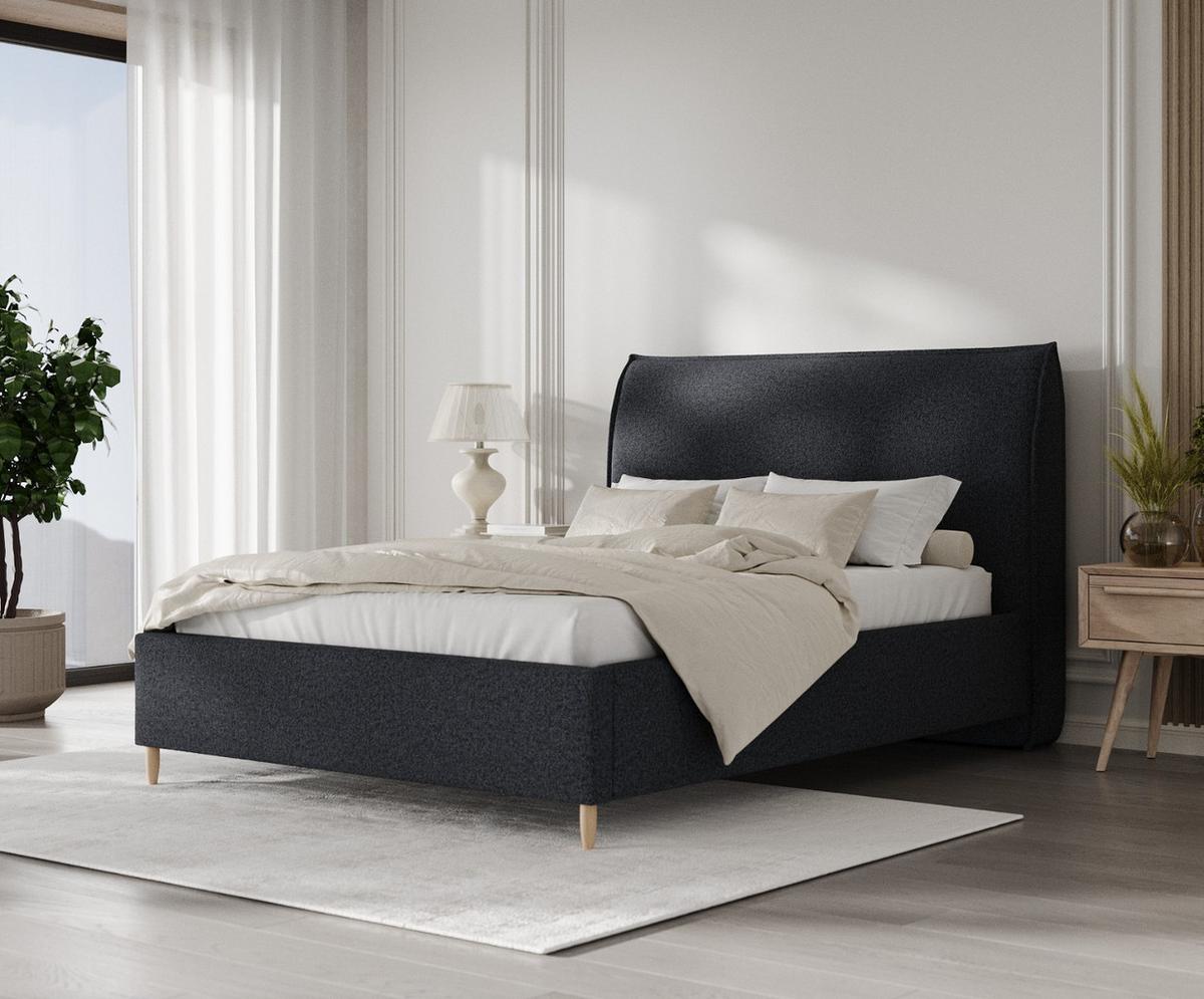 POLSTERBETT Mira 140/200 cm Anthrazit im Riva Stoff - Anthrazit/Naturfarben, Holz/Holzwerkstoff (140/200cm) - AltaBeds