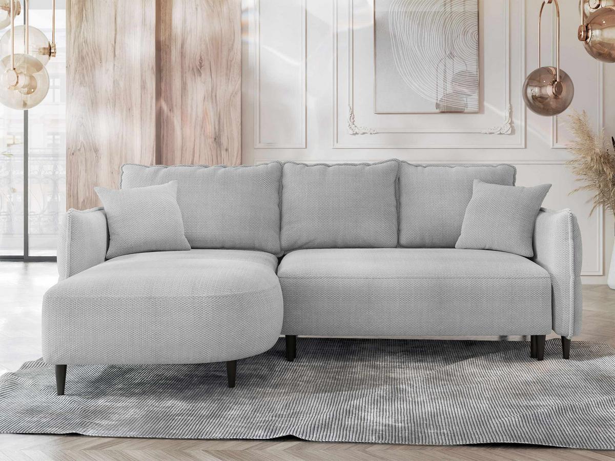 ECKSOFA Sycylia, Seite: Links - Schwarz/Grau, Holz/Textil (244/165cm) - MIRJAN24