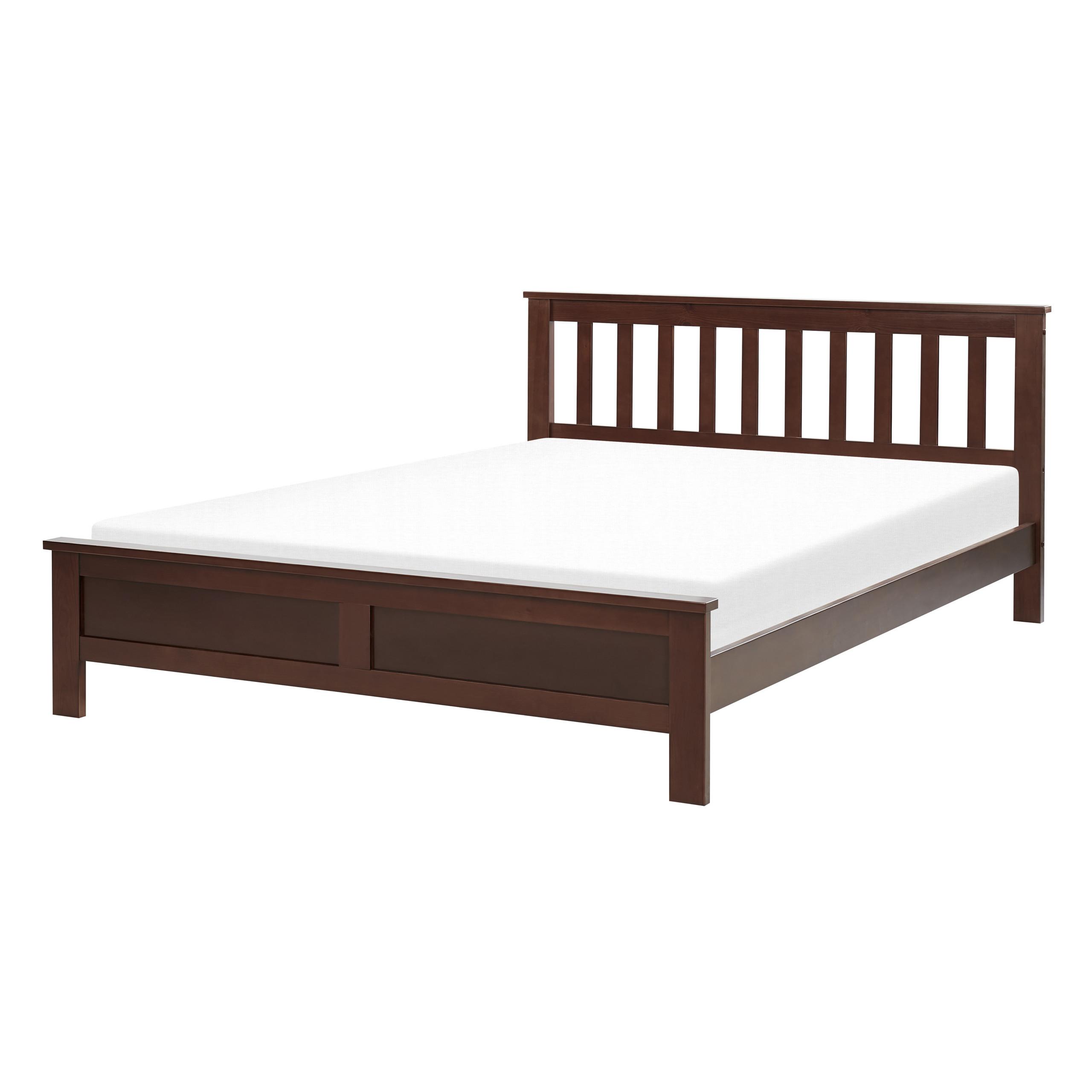 HOLZBETT 140/200cm Dunkler Holzfarbton Mayenne - Dunkelbraun, Holz (140/200cm) - Beliani